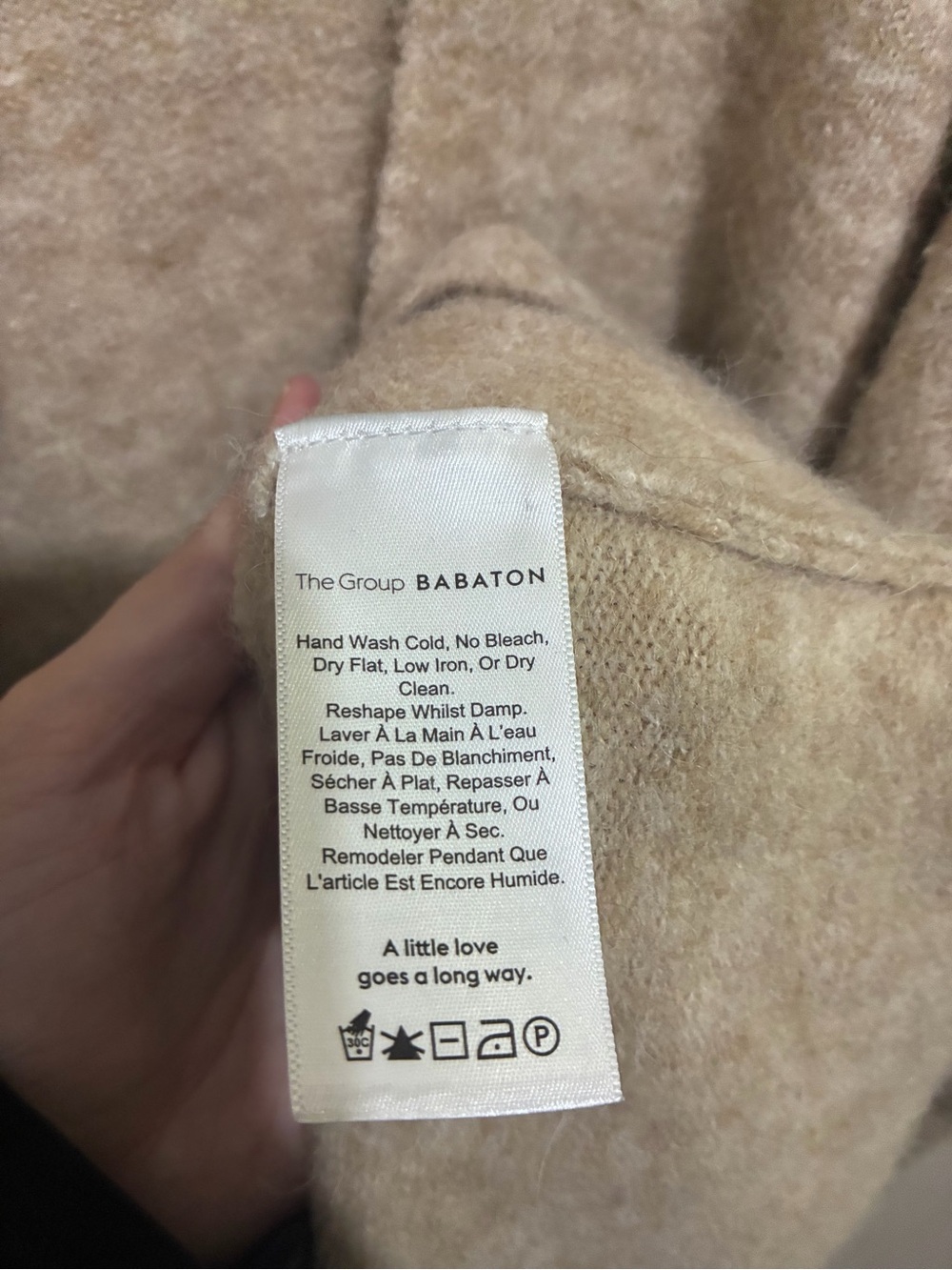 Aritzia Group by Babaton Bandini Wrap Sweater Size Small Wool Tan - Picture 9 of 10